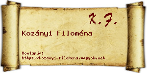 Kozányi Filoména névjegykártya